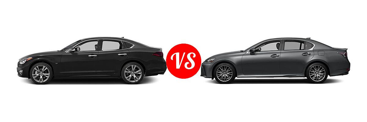 2016 Infiniti Q70 Sedan 4dr Sdn V6 AWD / 4dr Sdn V8 RWD vs. 2016 Lexus GS 450h Sedan Hybrid - Side Comparison