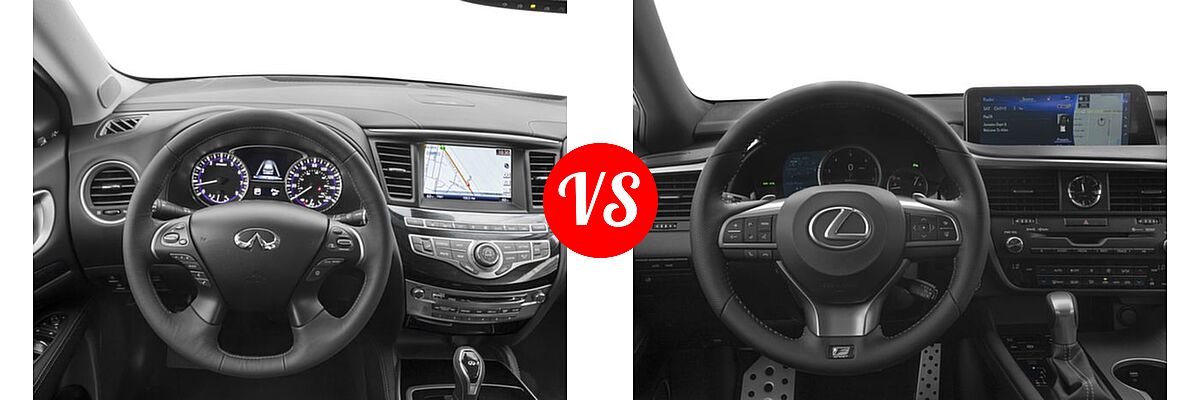 2016 Infiniti QX60 SUV AWD 4dr / FWD 4dr vs. 2016 Lexus RX 350 SUV F Sport - Dashboard Comparison