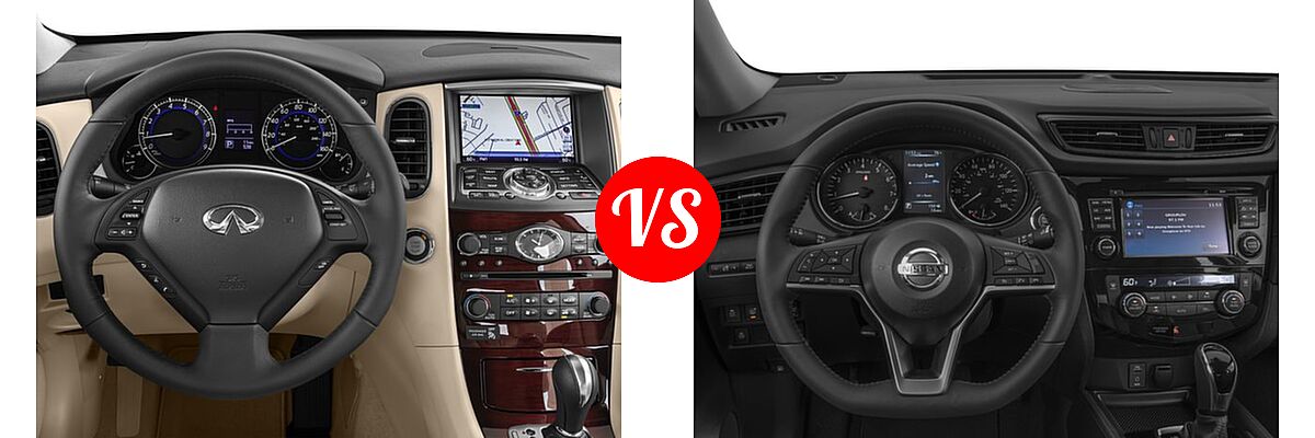 2016 Infiniti QX50 SUV AWD 4dr / RWD 4dr vs. 2018 Nissan Rogue SUV SL - Dashboard Comparison