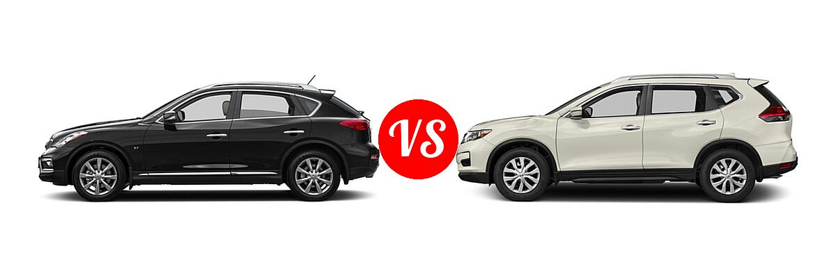 2016 Infiniti QX50 SUV AWD 4dr / RWD 4dr vs. 2018 Nissan Rogue SUV S / SV - Side Comparison