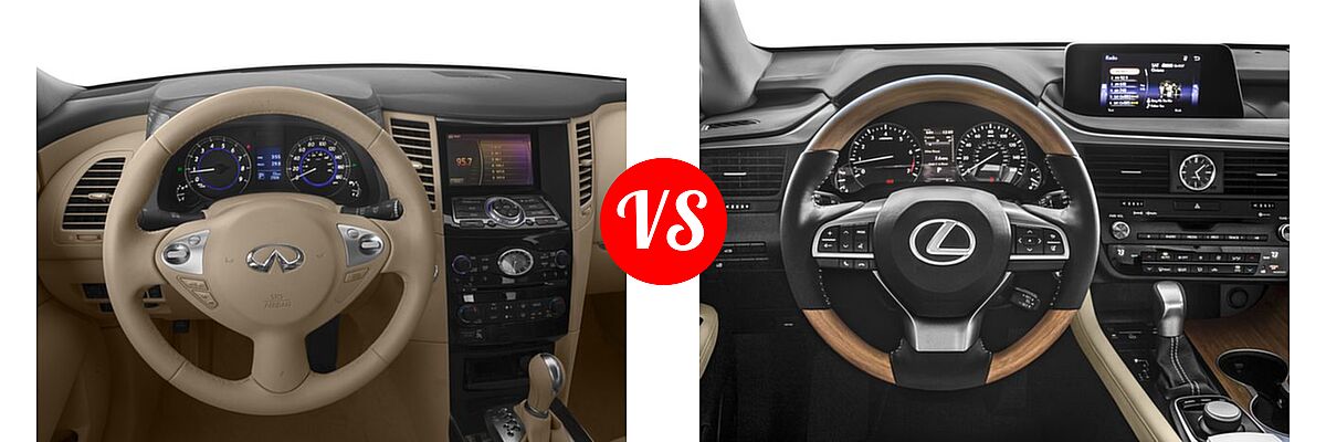 2016 Infiniti QX70 SUV AWD 4dr / RWD 4dr vs. 2016 Lexus RX 350 SUV AWD 4dr / FWD 4dr - Dashboard Comparison