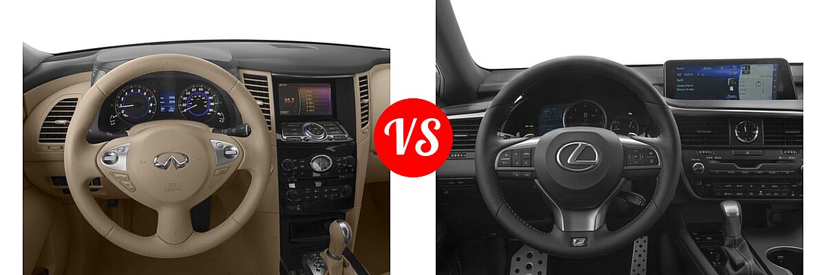 2016 Infiniti QX70 SUV AWD 4dr / RWD 4dr vs. 2016 Lexus RX 350 SUV F Sport - Dashboard Comparison