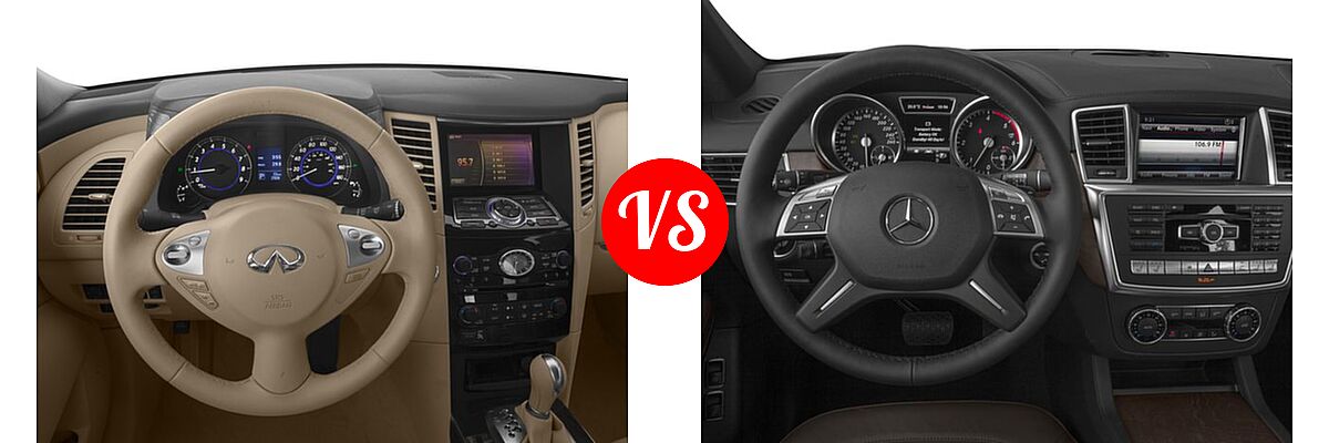 2016 Infiniti QX70 SUV AWD 4dr / RWD 4dr vs. 2016 Mercedes-Benz GL-Class SUV Diesel GL 350 BlueTEC - Dashboard Comparison