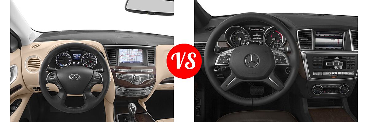 2016 Infiniti QX60 SUV Hybrid Hybrid vs. 2016 Mercedes-Benz GL-Class SUV Diesel GL 350 BlueTEC - Dashboard Comparison