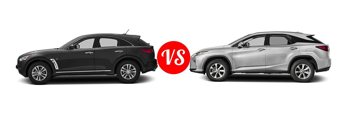 2016 Infiniti QX70 SUV AWD 4dr / RWD 4dr vs. 2016 Lexus RX 350 SUV AWD 4dr / FWD 4dr - Side Comparison