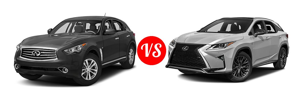 2016 Infiniti QX70 SUV AWD 4dr / RWD 4dr vs. 2016 Lexus RX 350 SUV F Sport - Front Left Comparison