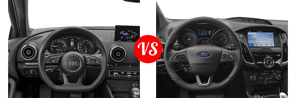 2017 Audi A3 Sportback e-tron Hatchback Premium / Premium Plus / Prestige vs. 2017 Ford Focus RS Hatchback RS - Dashboard Comparison