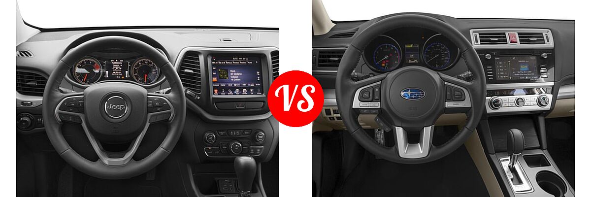 2016 Jeep Cherokee SUV 75th Anniversary / Altitude / High Altitude / Latitude vs. 2016 Subaru Outback SUV 2.5i / 2.5i Premium - Dashboard Comparison
