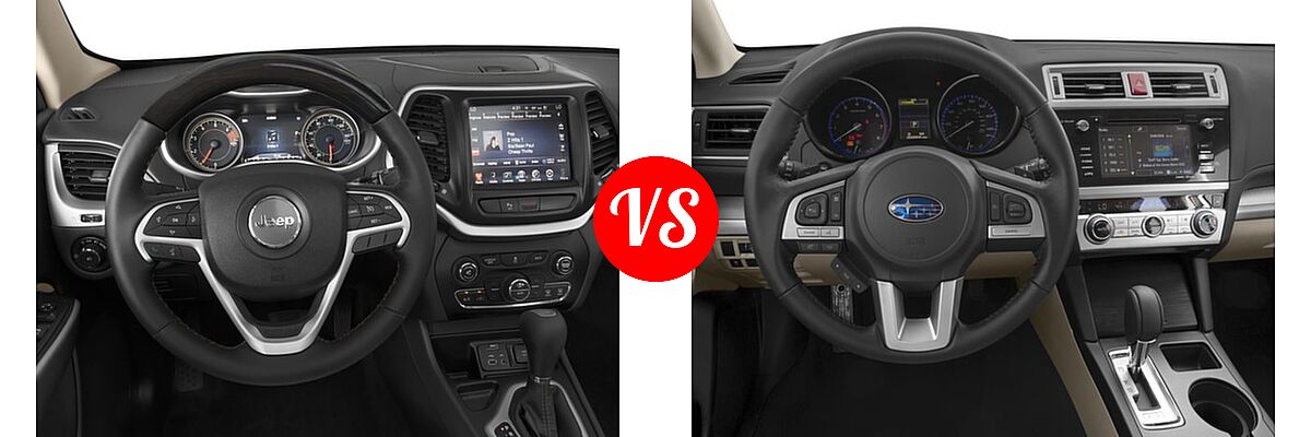 2016 Jeep Cherokee SUV Overland vs. 2016 Subaru Outback SUV 2.5i / 2.5i Premium - Dashboard Comparison