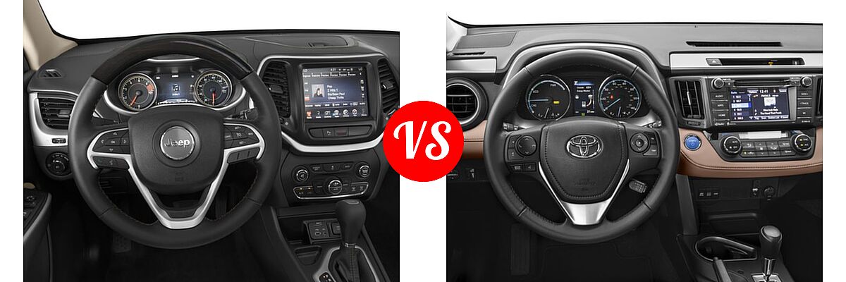 2016 Jeep Cherokee SUV Overland vs. 2016 Toyota RAV4 Hybrid SUV Limited / XLE - Dashboard Comparison