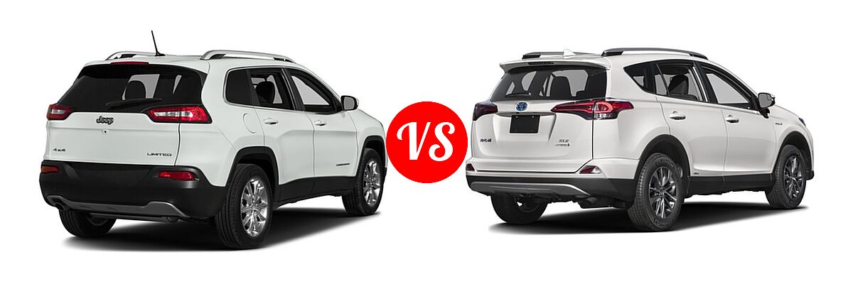 2016 Jeep Cherokee SUV Limited vs. 2016 Toyota RAV4 Hybrid SUV Limited / XLE - Rear Right Comparison