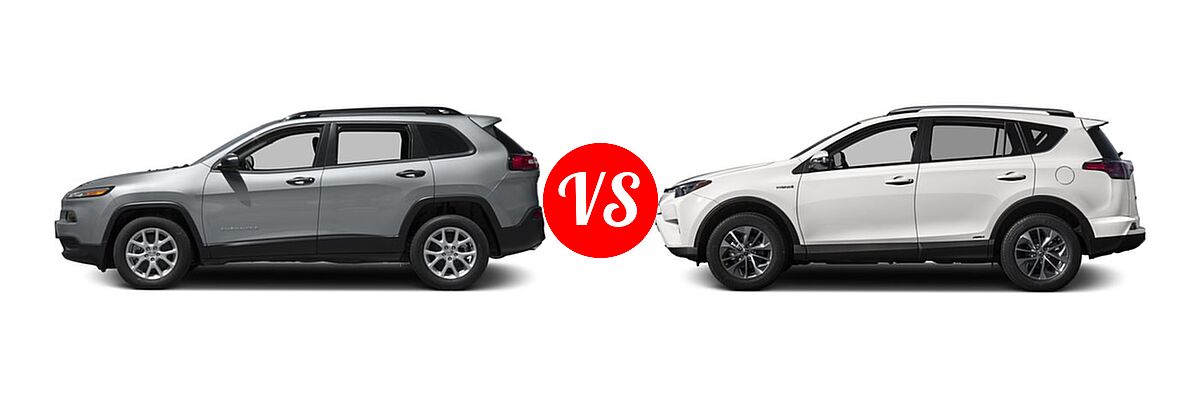 2016 Jeep Cherokee SUV Sport vs. 2016 Toyota RAV4 Hybrid SUV Limited / XLE - Side Comparison