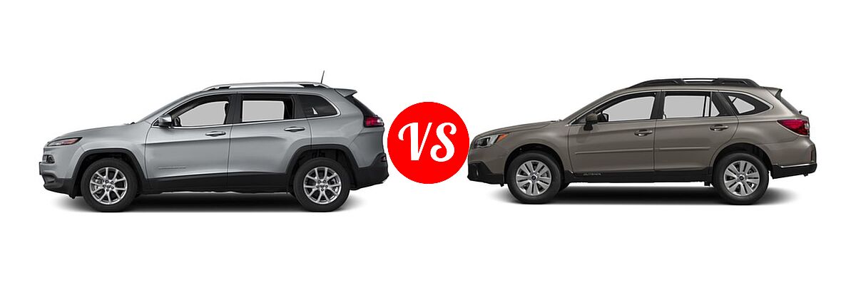 2016 Jeep Cherokee SUV 75th Anniversary / Altitude / High Altitude / Latitude vs. 2016 Subaru Outback SUV 2.5i / 2.5i Premium - Side Comparison