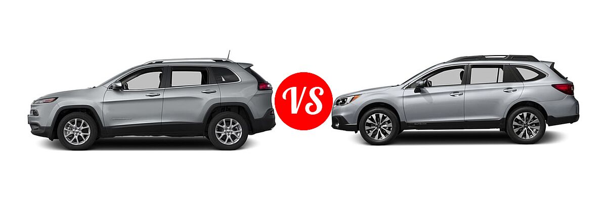 2016 Jeep Cherokee SUV 75th Anniversary / Altitude / High Altitude / Latitude vs. 2016 Subaru Outback SUV 2.5i Limited / 3.6R Limited - Side Comparison