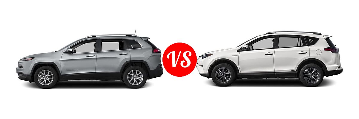 2016 Jeep Cherokee SUV 75th Anniversary / Altitude / High Altitude / Latitude vs. 2016 Toyota RAV4 Hybrid SUV Limited / XLE - Side Comparison