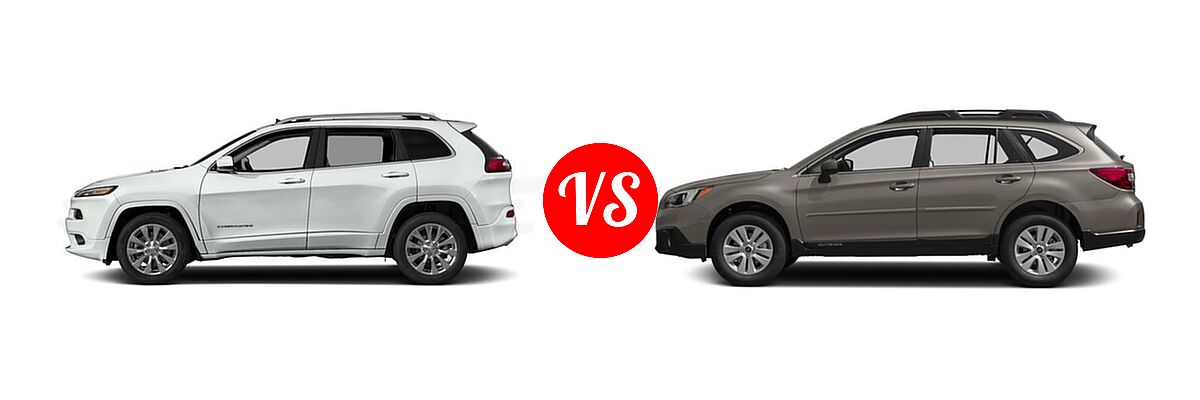 2016 Jeep Cherokee SUV Overland vs. 2016 Subaru Outback SUV 2.5i / 2.5i Premium - Side Comparison