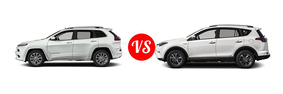 2016 Jeep Cherokee SUV Overland vs. 2016 Toyota RAV4 Hybrid SUV Limited / XLE - Side Comparison