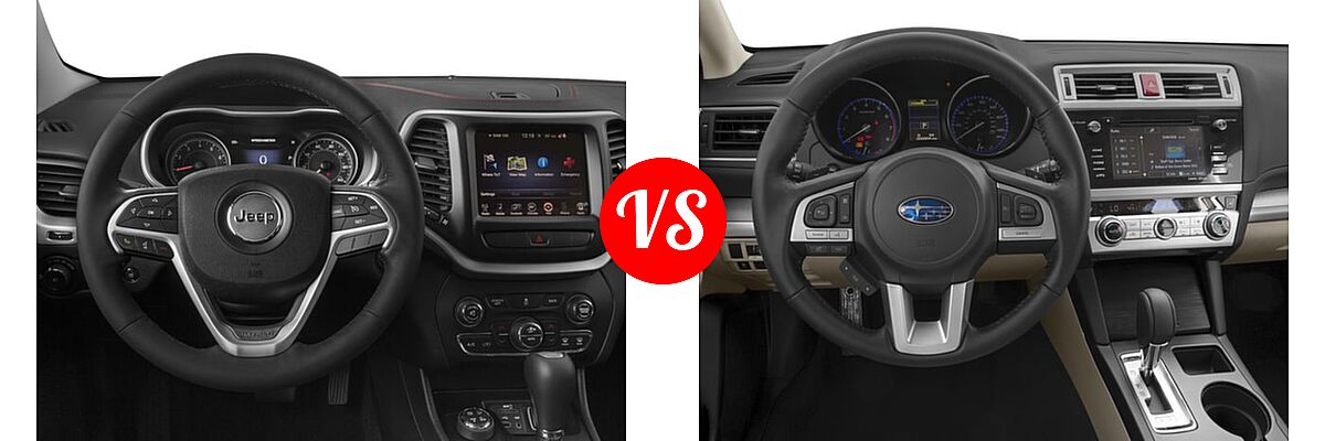2016 Jeep Cherokee SUV Trailhawk vs. 2016 Subaru Outback SUV 2.5i / 2.5i Premium - Dashboard Comparison