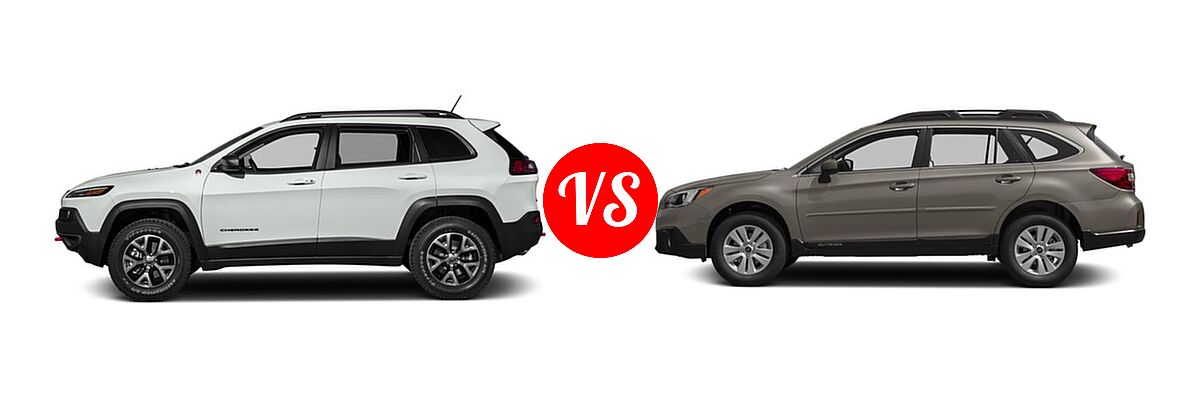 2016 Jeep Cherokee SUV Trailhawk vs. 2016 Subaru Outback SUV 2.5i / 2.5i Premium - Side Comparison