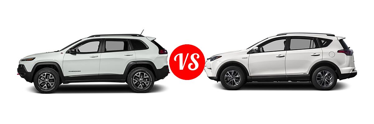 2016 Jeep Cherokee SUV Trailhawk vs. 2016 Toyota RAV4 Hybrid SUV Limited / XLE - Side Comparison