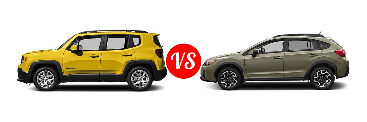 2016 Jeep Renegade SUV 75th Anniversary / Justice / Latitude vs. 2016 Subaru Crosstrek SUV 5dr Man 2.0i / Limited / Premium - Side Comparison