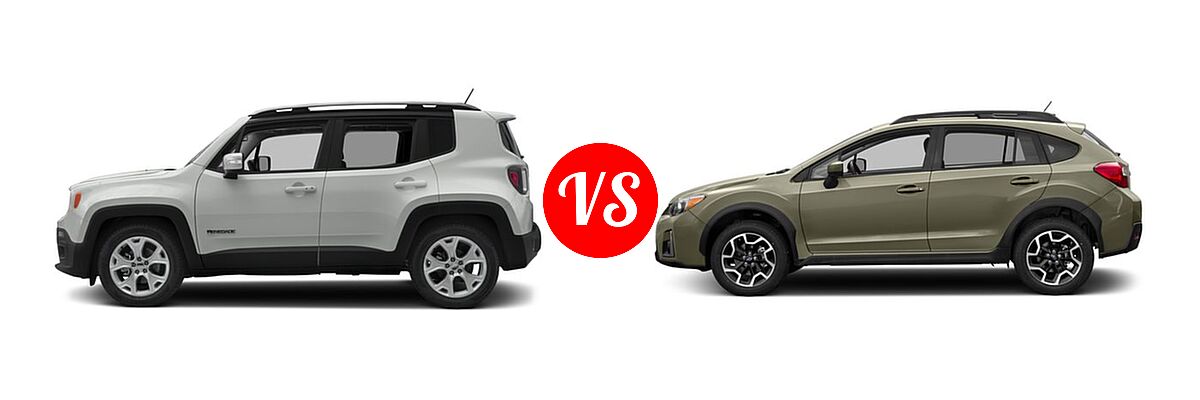 2016 Jeep Renegade SUV Limited vs. 2016 Subaru Crosstrek SUV 5dr Man 2.0i / Limited / Premium - Side Comparison