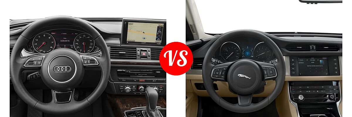 2017 Audi A6 Sedan Competition Prestige / Premium / Premium Plus / Prestige vs. 2017 Jaguar XF Sedan Diesel 20d Premium - Dashboard Comparison