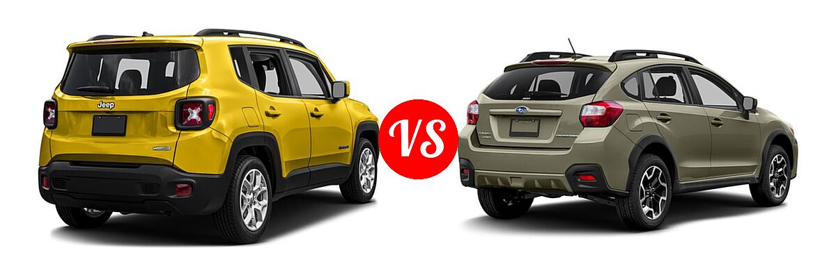 2016 Jeep Renegade SUV 75th Anniversary / Justice / Latitude vs. 2016 Subaru Crosstrek SUV 5dr Man 2.0i / Limited / Premium - Rear Right Comparison