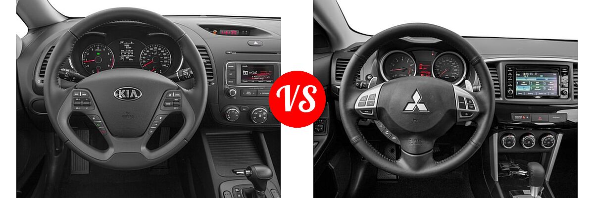 2016 Kia Forte Sedan EX / LX vs. 2016 Mitsubishi Lancer Sedan ES / GT / SE / SEL - Dashboard Comparison