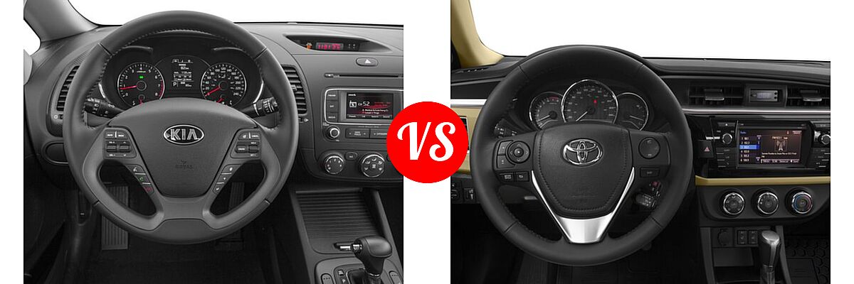2016 Kia Forte Sedan EX / LX vs. 2016 Toyota Corolla Sedan L / LE / LE ECO / LE ECO Plus / LE ECO Premium / LE Plus / LE Premium - Dashboard Comparison