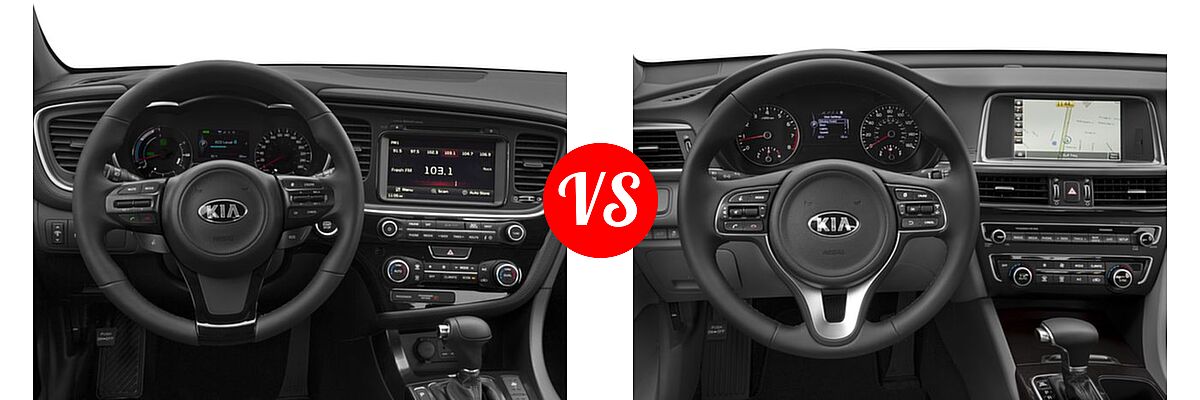 2016 Kia Optima Hybrid Sedan EX vs. 2016 Kia Optima Sedan EX / LX / LX Turbo - Dashboard Comparison