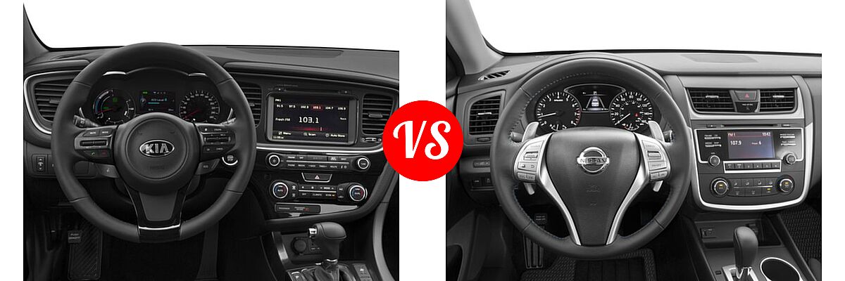 2016 Kia Optima Hybrid Sedan EX vs. 2016 Nissan Altima Sedan 2.5 SR / 3.5 SR - Dashboard Comparison