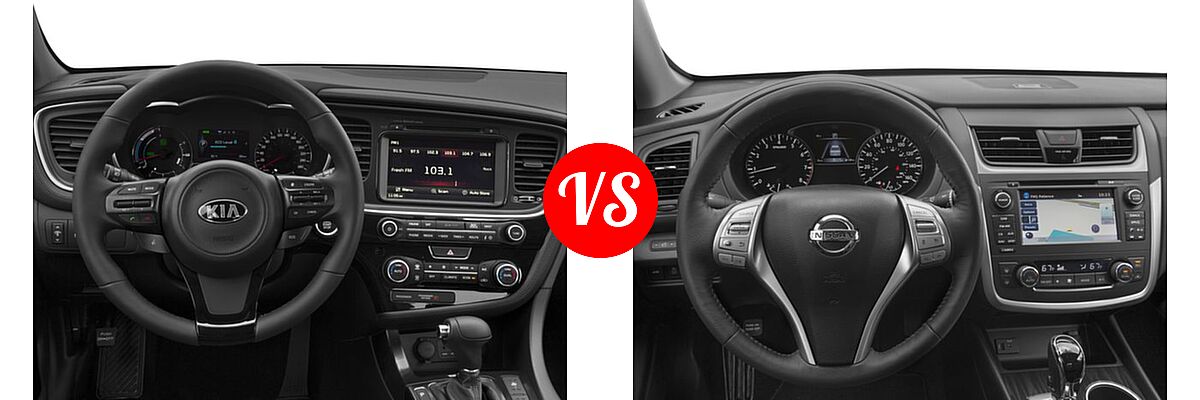 2016 Kia Optima Hybrid Sedan EX vs. 2016 Nissan Altima Sedan 2.5 SL / 3.5 SL - Dashboard Comparison