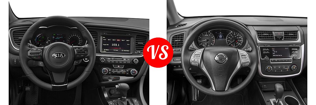 2016 Kia Optima Hybrid Sedan EX vs. 2016 Nissan Altima Sedan 2.5 / 2.5 S / 2.5 SV - Dashboard Comparison