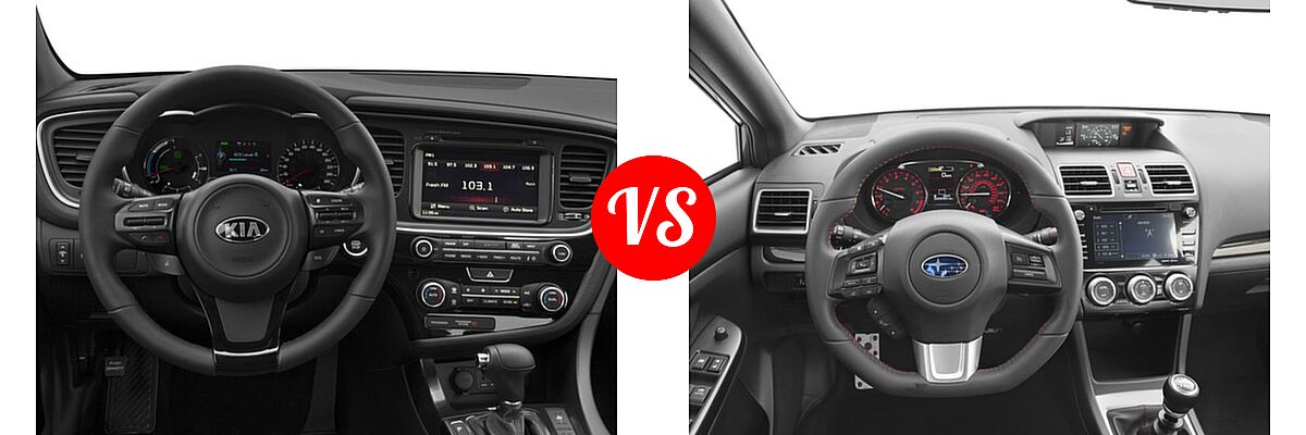 2016 Kia Optima Hybrid Sedan EX vs. 2016 Subaru WRX Sedan Limited / Premium - Dashboard Comparison