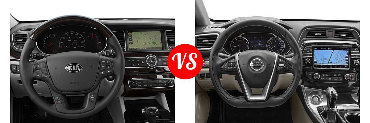 2016 Kia Cadenza Sedan Premium vs. 2016 Nissan Maxima Sedan 3.5 Platinum / 3.5 SL / 3.5 SR - Dashboard Comparison