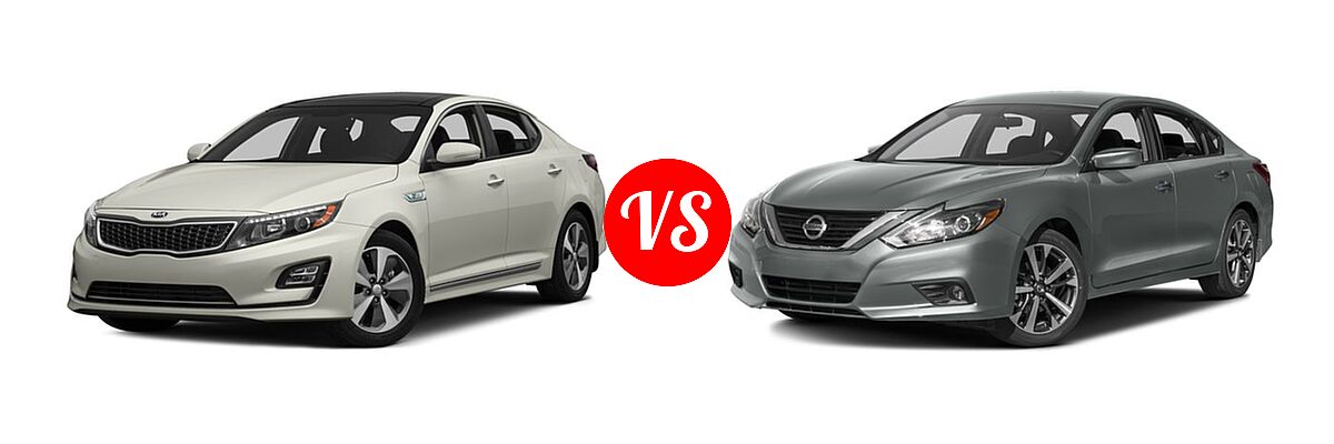 2016 Kia Optima Hybrid Sedan EX vs. 2016 Nissan Altima Sedan 2.5 SR / 3.5 SR - Front Left Comparison