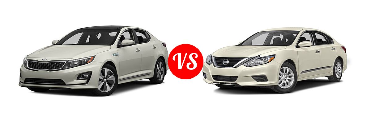2016 Kia Optima Hybrid Sedan EX vs. 2016 Nissan Altima Sedan 2.5 / 2.5 S / 2.5 SV - Front Left Comparison