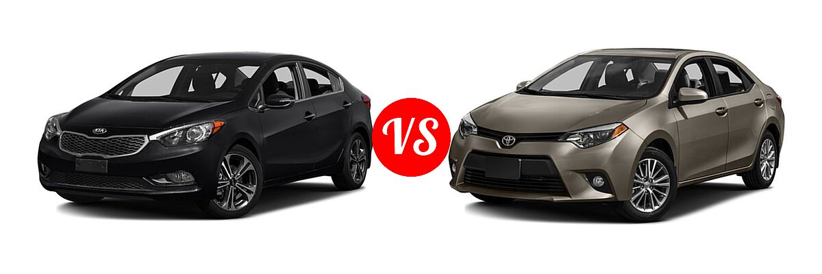 2016 Kia Forte Sedan EX / LX vs. 2016 Toyota Corolla Sedan L / LE / LE ECO / LE ECO Plus / LE ECO Premium / LE Plus / LE Premium - Front Left Comparison