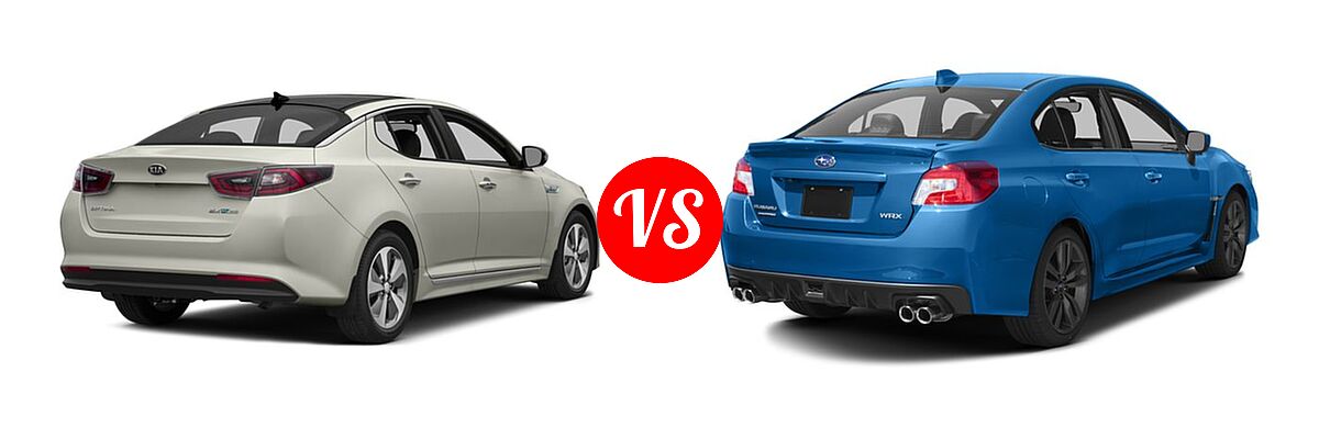2016 Kia Optima Hybrid Sedan EX vs. 2016 Subaru WRX Sedan Limited / Premium - Rear Right Comparison
