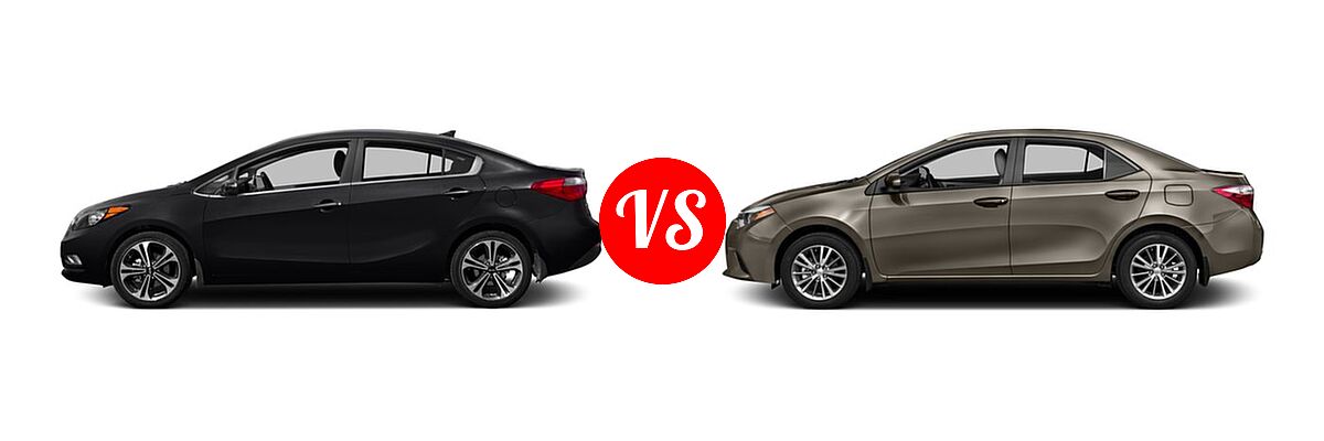 2016 Kia Forte Sedan EX / LX vs. 2016 Toyota Corolla Sedan L / LE / LE ECO / LE ECO Plus / LE ECO Premium / LE Plus / LE Premium - Side Comparison