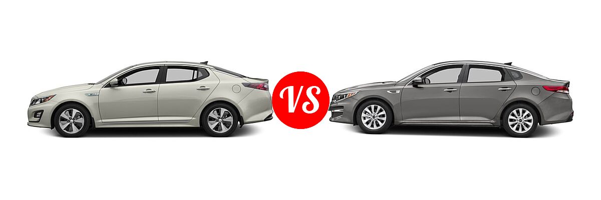 2016 Kia Optima Hybrid Sedan EX vs. 2016 Kia Optima Sedan EX / LX / LX Turbo - Side Comparison