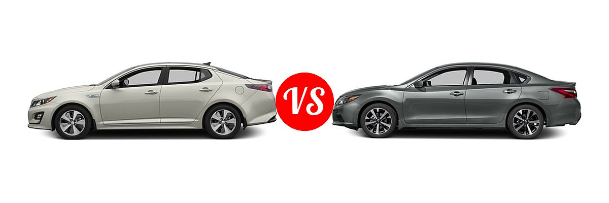 2016 Kia Optima Hybrid Sedan EX vs. 2016 Nissan Altima Sedan 2.5 SR / 3.5 SR - Side Comparison