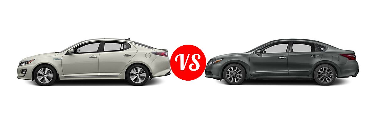 2016 Kia Optima Hybrid Sedan EX vs. 2016 Nissan Altima Sedan 2.5 SL / 3.5 SL - Side Comparison