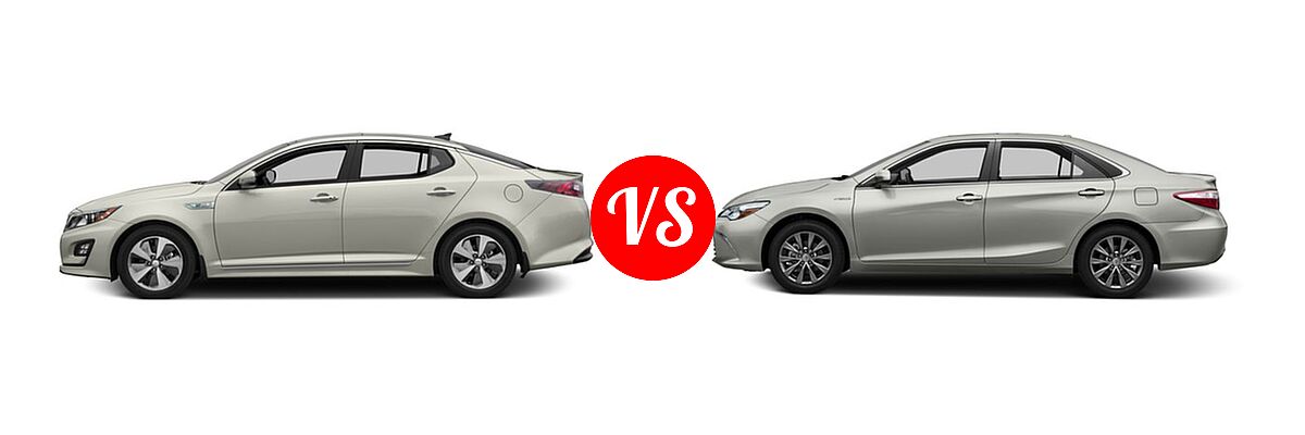 2016 Kia Optima Hybrid Sedan EX vs. 2016 Toyota Camry Hybrid Sedan LE / SE / XLE - Side Comparison