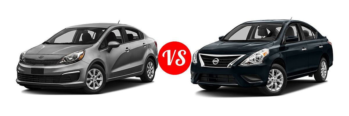 2016 Kia Rio Sedan EX / LX vs. 2016 Nissan Versa Sedan S / S Plus / SV - Front Left Comparison