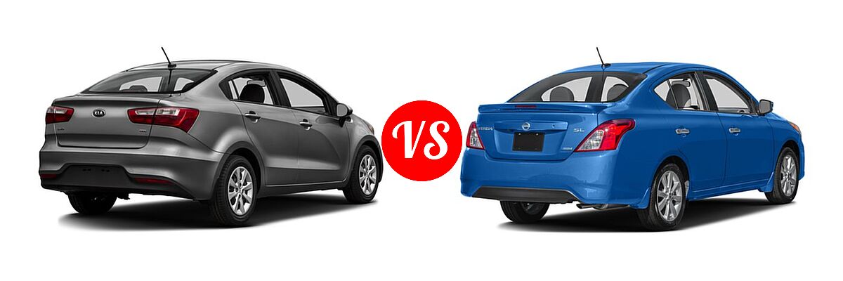 2016 Kia Rio Sedan EX / LX vs. 2016 Nissan Versa Sedan SL - Rear Right Comparison