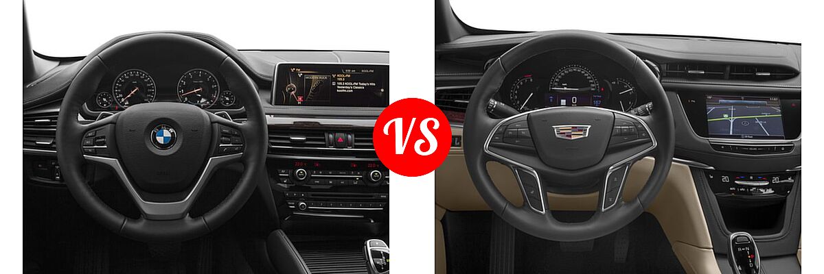 2017 BMW X6 SUV sDrive35i / xDrive35i / xDrive50i vs. 2017 Cadillac XT5 SUV FWD / Luxury AWD / Platinum AWD / Premium Luxury AWD - Dashboard Comparison