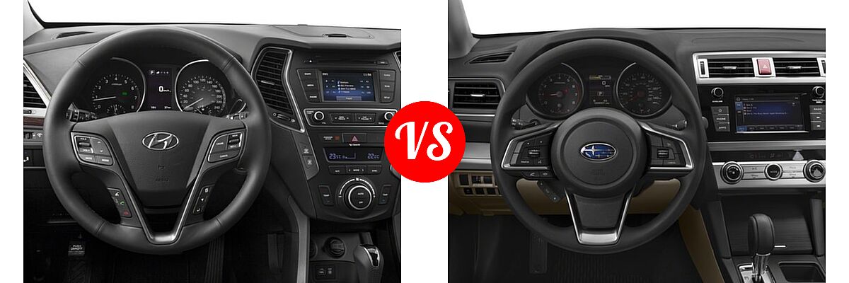 2018 Hyundai Santa Fe Sport SUV 2.0T vs. 2018 Subaru Outback SUV 2.5i - Dashboard Comparison