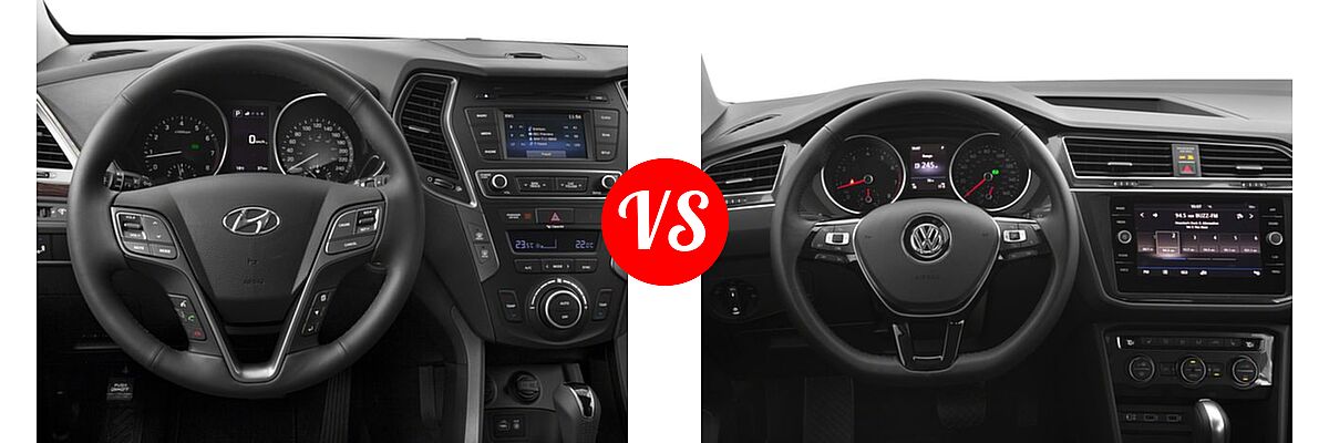 2018 Hyundai Santa Fe Sport SUV 2.0T vs. 2018 Volkswagen Tiguan SUV S / SE / SEL / SEL Premium - Dashboard Comparison
